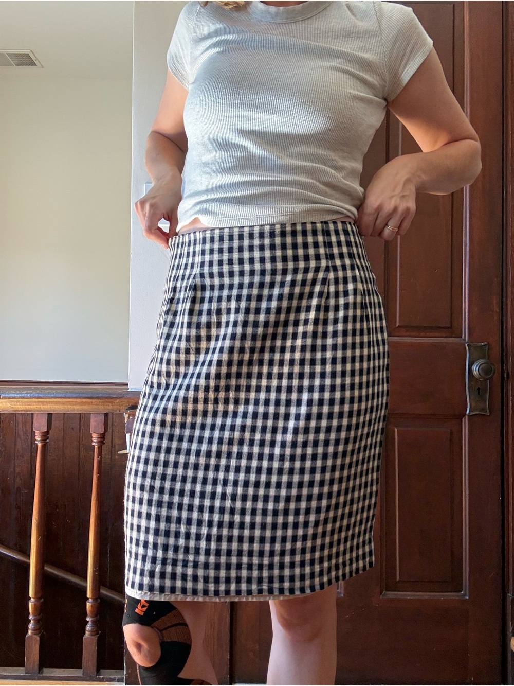 Gingham vintage midi skirt